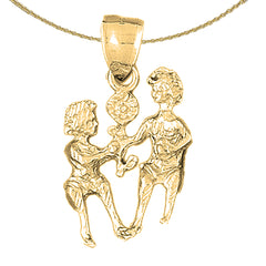 Anhänger mit Sternzeichen Zwilling aus Sterlingsilber (rhodiniert oder gelbvergoldet)