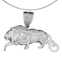 Sterling Silver Leo Zodiac Sign Pendant (Rhodium or Yellow Gold-plated)