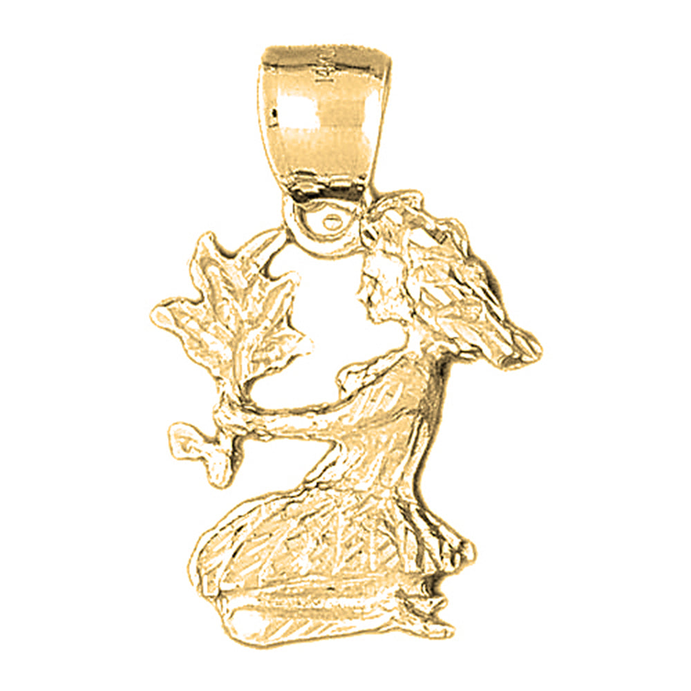 Yellow Gold-plated Silver Virgo Zodiac Sign Pendant