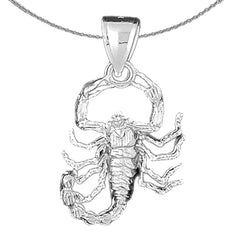 Sterling Silver Scorpio Zodiac Sign Pendant (Rhodium or Yellow Gold-plated)