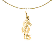 Seepferdchen-Anhänger aus Sterlingsilber (rhodiniert oder gelbgoldbeschichtet)