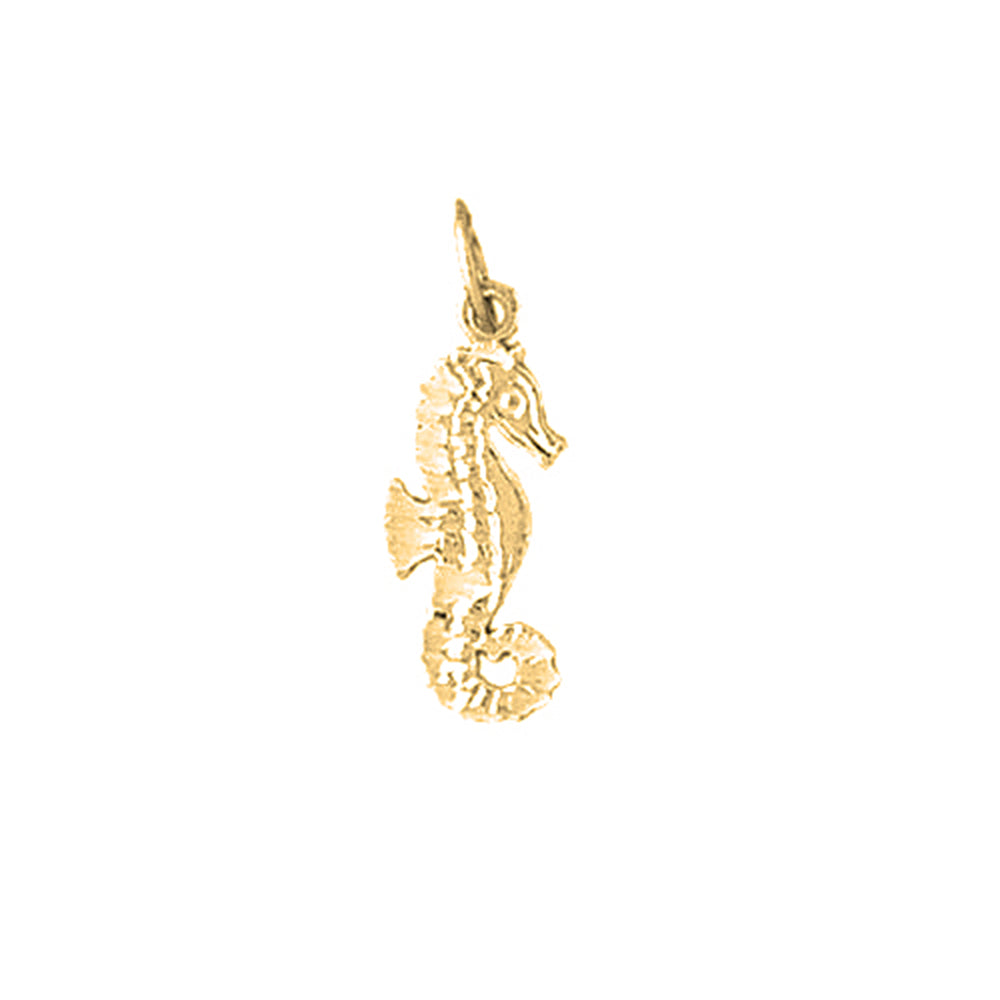 Yellow Gold-plated Silver Seahorse Pendant