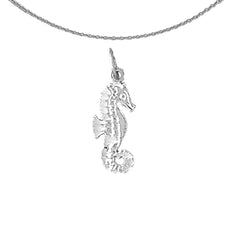 Seepferdchen-Anhänger aus Sterlingsilber (rhodiniert oder gelbgoldbeschichtet)