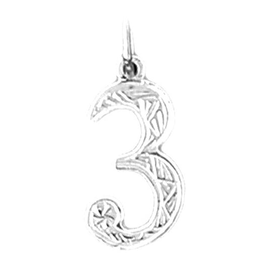 Sterling Silver Number Three, #3 Pendant