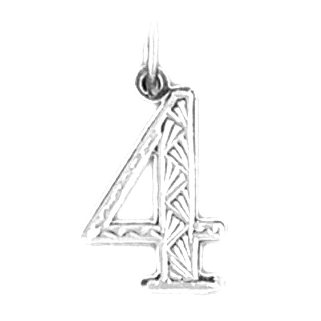 Sterling Silver Number Four, #4 Pendant
