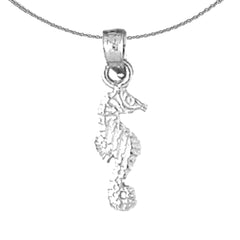 Sterling Silver Seahorse Pendant (Rhodium or Yellow Gold-plated)
