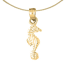 Sterling Silver Seahorse Pendant (Rhodium or Yellow Gold-plated)