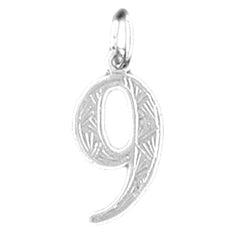Sterling Silver Number Nine, #9 Pendant