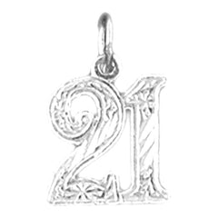 Sterling Silver Number Twenty One, #21 Pendant