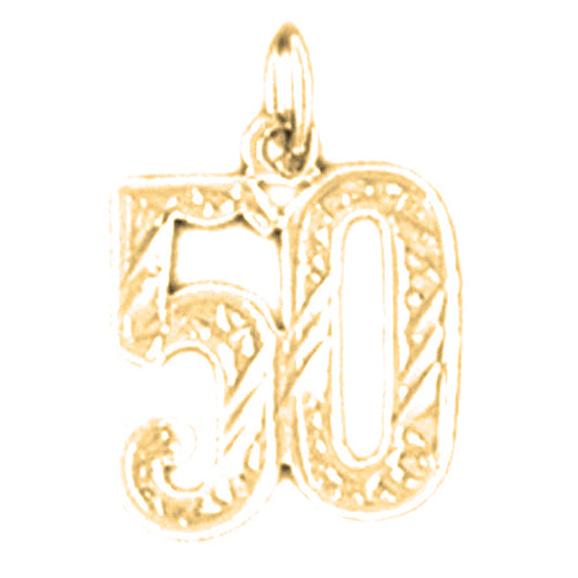 Yellow Gold-plated Silver Number Fifty, #50 Pendant
