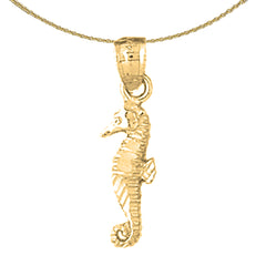 Sterling Silver Seahorse Pendant (Rhodium or Yellow Gold-plated)