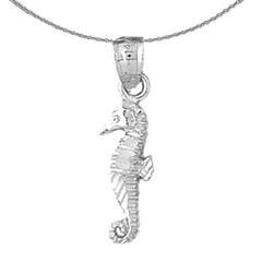 Sterling Silver Seahorse Pendant (Rhodium or Yellow Gold-plated)