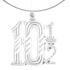 Sterling Silver 10 1/2, Ten And A Half Pendant (Rhodium or Yellow Gold-plated)