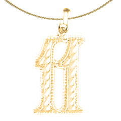 Sterling Silver 11, Eleven Pendant (Rhodium or Yellow Gold-plated)