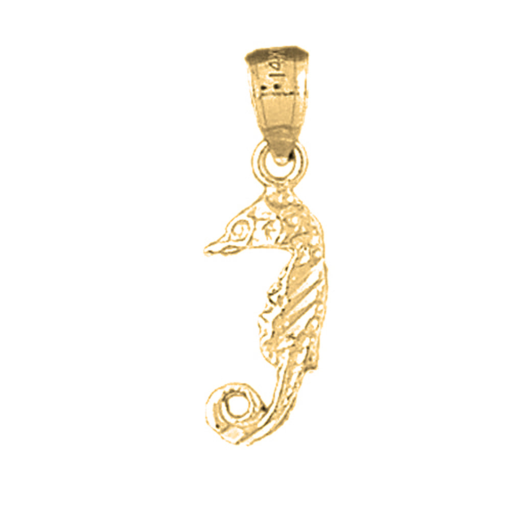 Yellow Gold-plated Silver Seahorse 3D Pendant