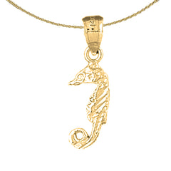 Colgante 3D de caballito de mar de plata de ley (bañado en rodio o oro amarillo)