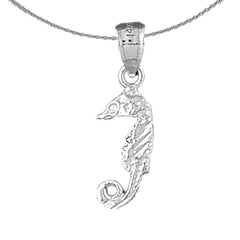 Colgante 3D de caballito de mar de plata de ley (bañado en rodio o oro amarillo)