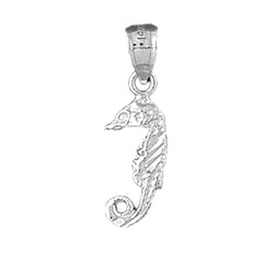 Sterling Silver Seahorse 3D Pendant