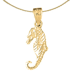 Colgante 3D de caballito de mar de plata de ley (bañado en rodio o oro amarillo)