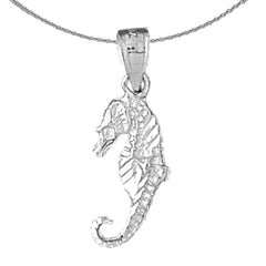 Colgante 3D de caballito de mar de plata de ley (bañado en rodio o oro amarillo)