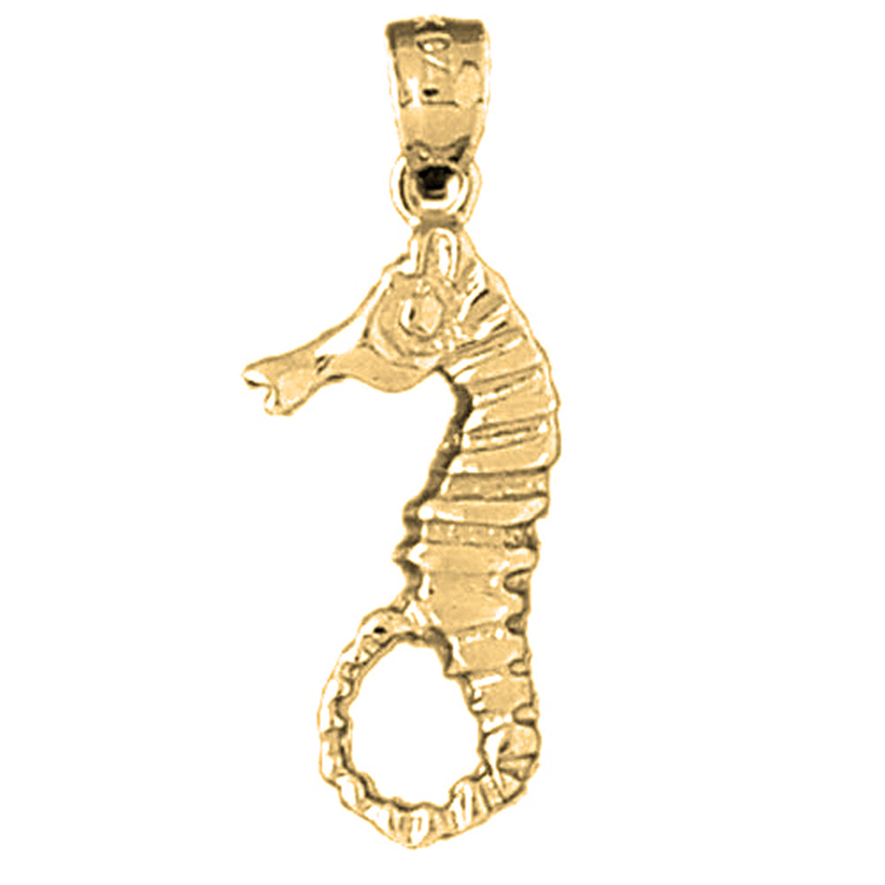 Yellow Gold-plated Silver Seahorse Pendant