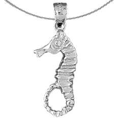 Colgante de caballito de mar de plata de ley (bañado en rodio o oro amarillo)