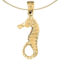 Colgante de caballito de mar de plata de ley (bañado en rodio o oro amarillo)