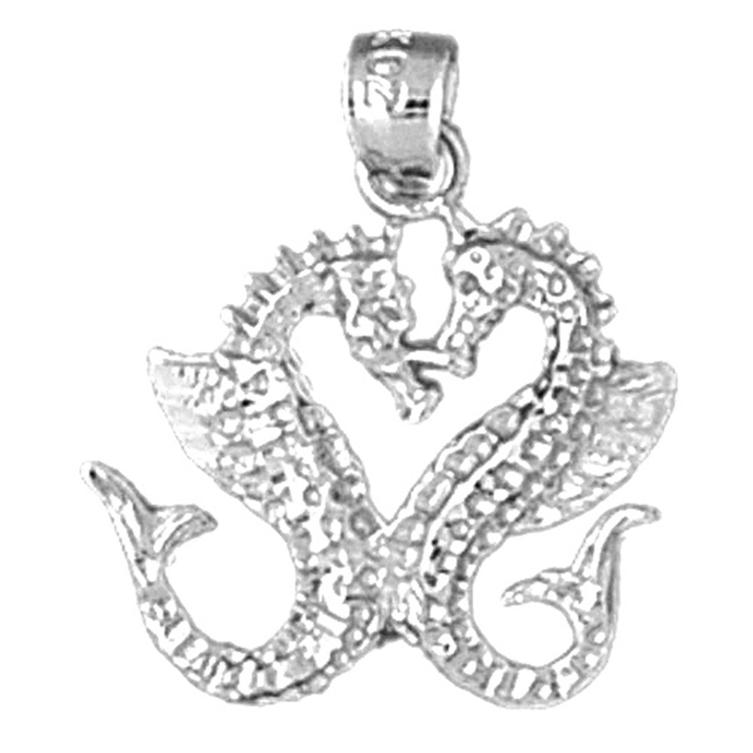 Sterling Silver Seahorse 3D Pendant
