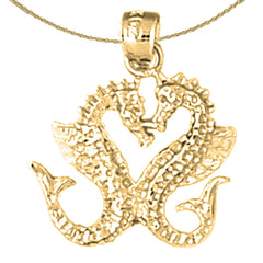 Colgante 3D de caballito de mar de plata de ley (bañado en rodio o oro amarillo)