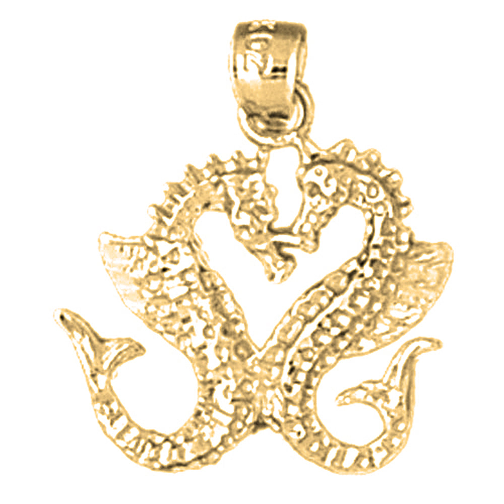 Yellow Gold-plated Silver Seahorse 3D Pendant