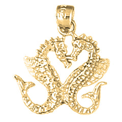 Yellow Gold-plated Silver Seahorse 3D Pendant