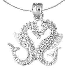 Colgante 3D de caballito de mar de plata de ley (bañado en rodio o oro amarillo)