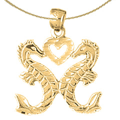 Seepferdchen-Anhänger aus Sterlingsilber (rhodiniert oder gelbgoldbeschichtet)