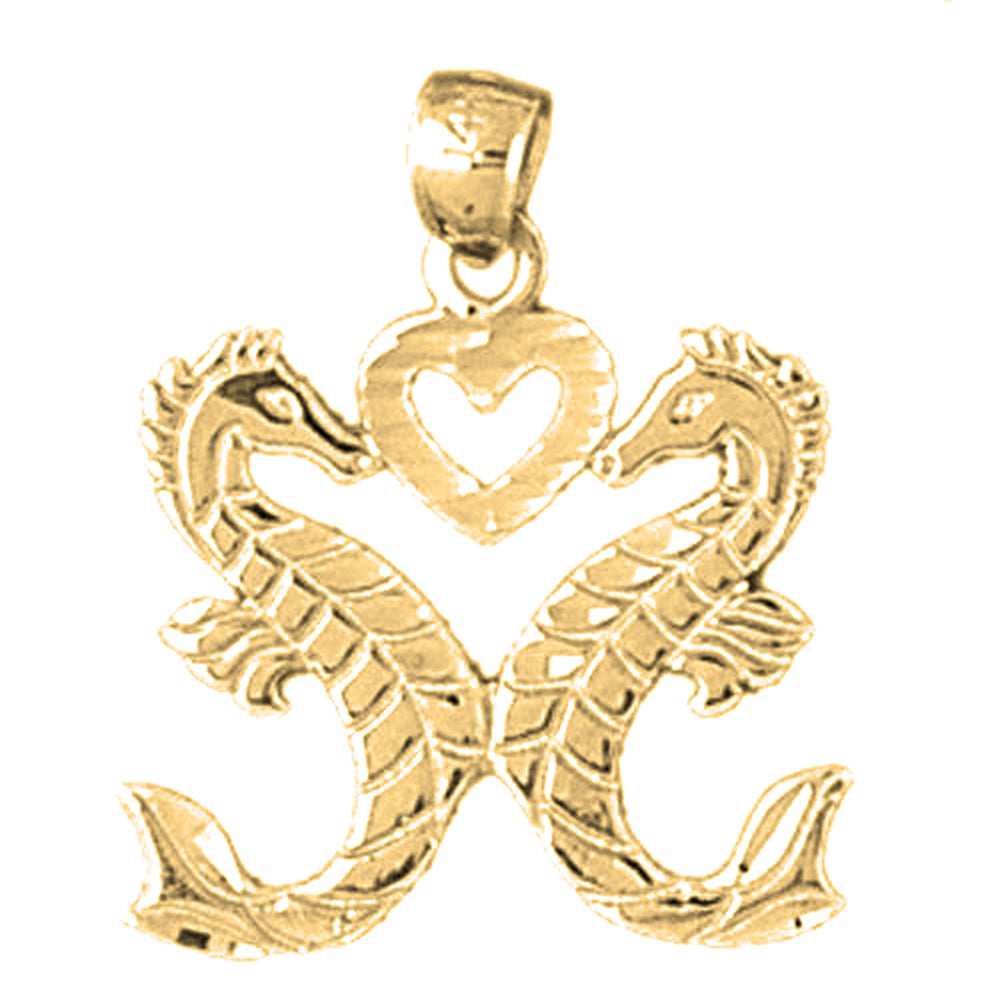 Yellow Gold-plated Silver Seahorse Pendant