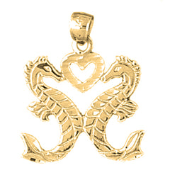 Yellow Gold-plated Silver Seahorse Pendant