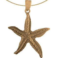 Sterling Silver Starfish Pendant (Rhodium or Yellow Gold-plated)