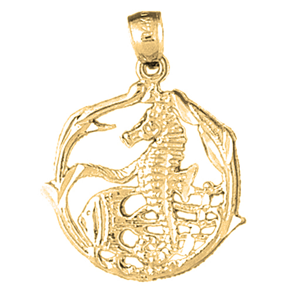 Yellow Gold-plated Silver Seahorse Pendant