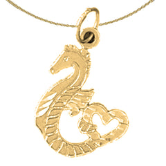 Colgante de caballito de mar de plata de ley (bañado en rodio o oro amarillo)