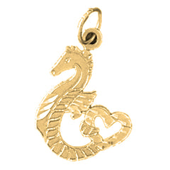 Yellow Gold-plated Silver Seahorse Pendant