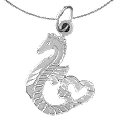 Colgante de caballito de mar de plata de ley (bañado en rodio o oro amarillo)