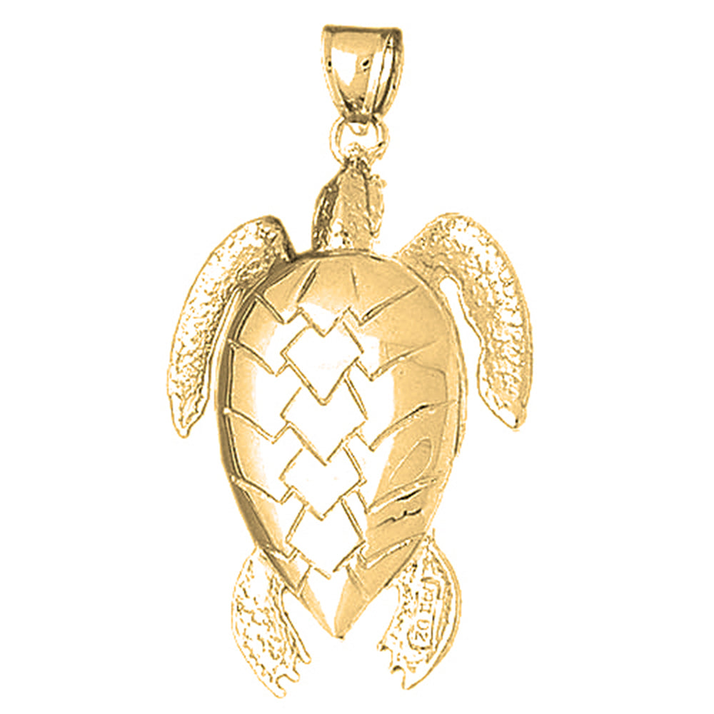 Yellow Gold-plated Silver Turtles Pendant