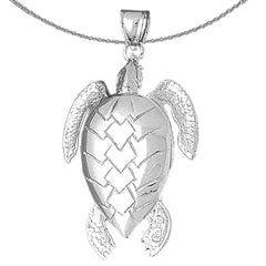 Sterling Silver Turtles Pendant (Rhodium or Yellow Gold-plated)