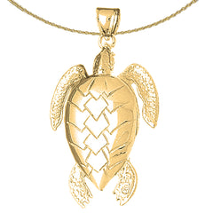 Sterling Silver Turtles Pendant (Rhodium or Yellow Gold-plated)