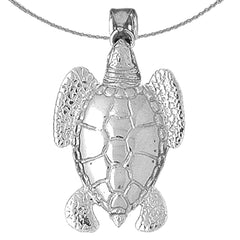 Sterling Silver Turtles Pendant (Rhodium or Yellow Gold-plated)