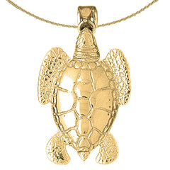 Sterling Silver Turtles Pendant (Rhodium or Yellow Gold-plated)