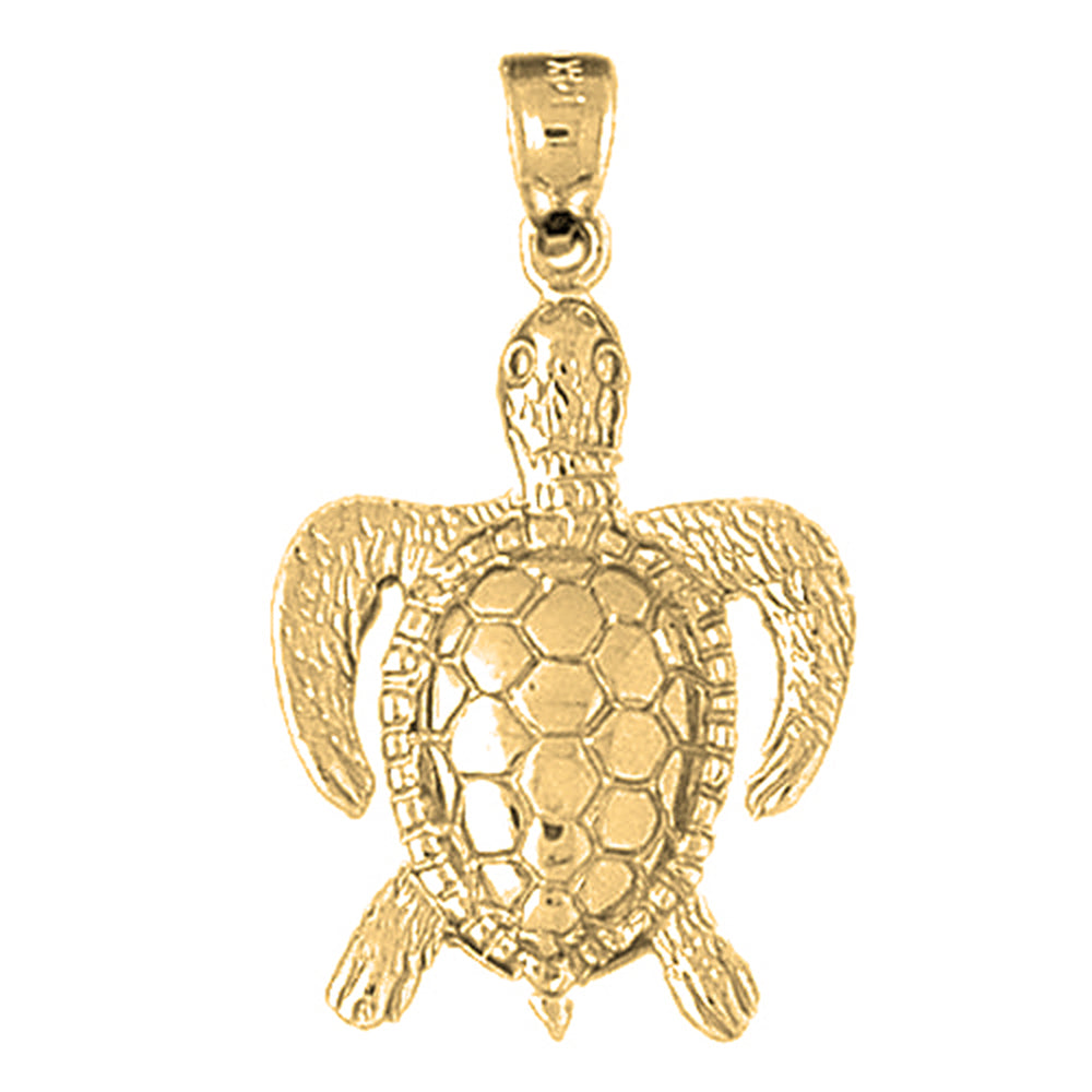 Yellow Gold-plated Silver Turtles Pendant