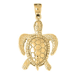 Yellow Gold-plated Silver Turtles Pendant