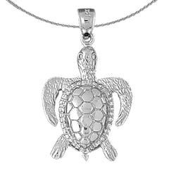 Sterling Silver Turtles Pendant (Rhodium or Yellow Gold-plated)