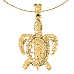 Sterling Silver Turtles Pendant (Rhodium or Yellow Gold-plated)