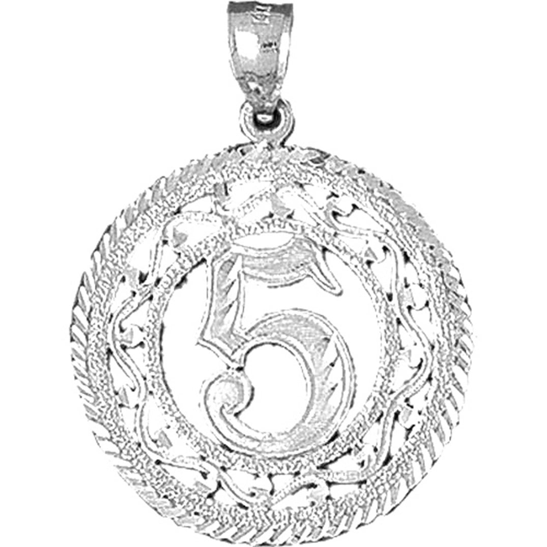 Sterling Silver Bezled #5, Five Pendant